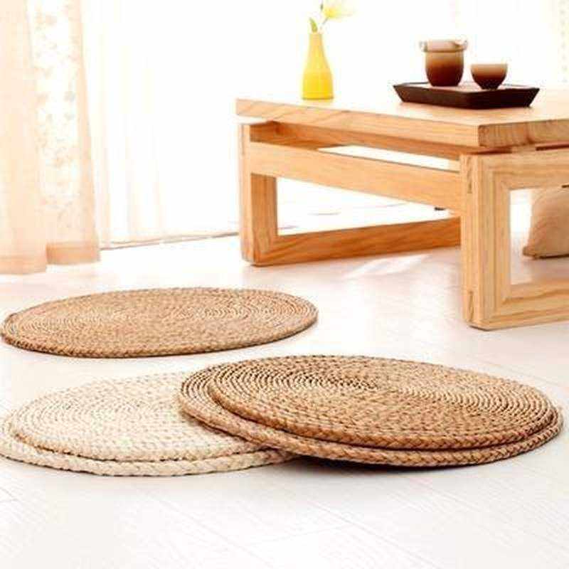 圆垫休闲日式手工编蒲草坐垫子蒲团墩子坐墩藤草大小号创意田园阳