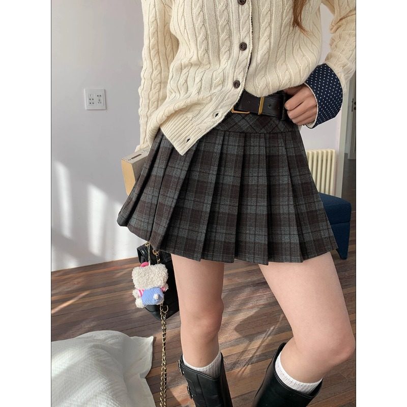 3th Morning 含腰带 学院风复古格纹高腰A字百褶短裙ZY3809,运动/瑜伽/健身/球迷用品,广场舞半身裙,淘宝优惠券,粉丝福利购,淘宝优惠卷