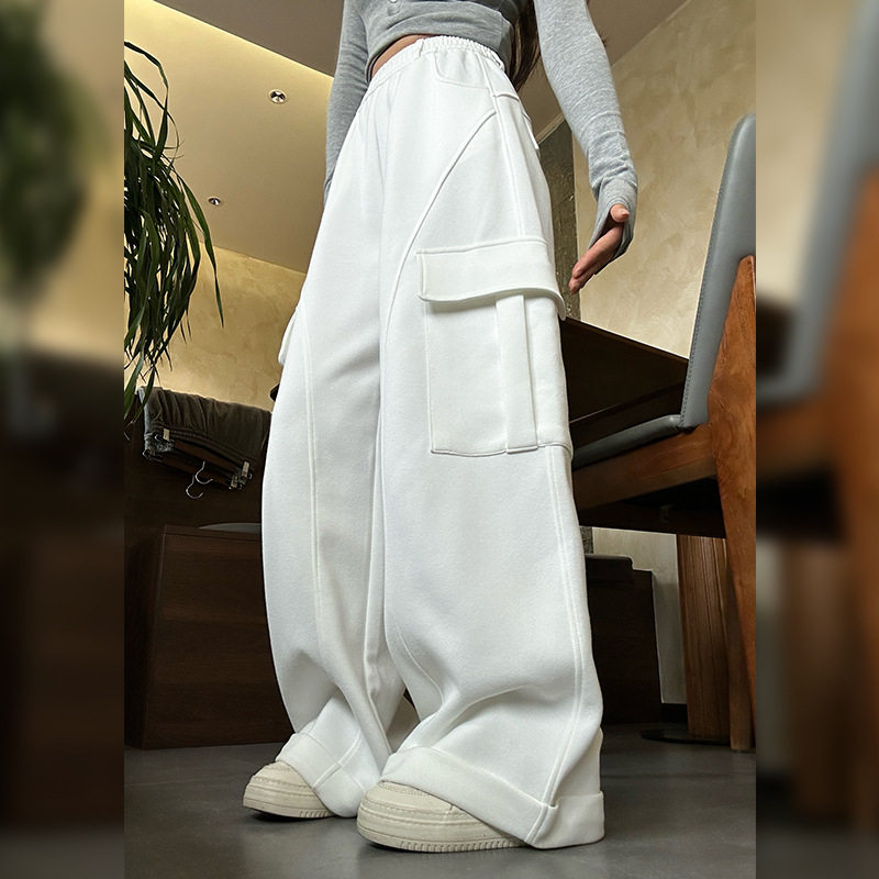 春款女装阔腿工装裤小个子休闲裤宽松卫裤