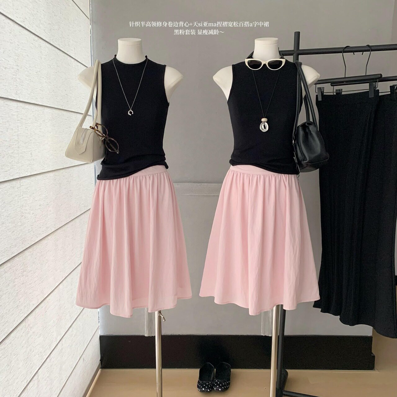 天丝亚麻蓬蓬裙女夏季粉色半裙高腰显瘦宽松百搭a字裙中短裙