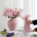 法式 花器 花边舞裙琉璃花瓶中古芬顿粉色裙摆轻奢客厅插花颜值软装