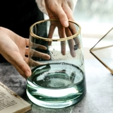 Вытягивание золотого края Light Роскошь, прозрачная стеклянная цветочная бутылка орнамент