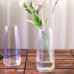 创意插花客厅桌面摆件 北欧风格 简约ins彩色透明玻璃 水竹子美式