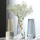 北欧玻璃清新花瓶摆件现代简约客厅透明雪柳水养鲜花插花芍药桌面