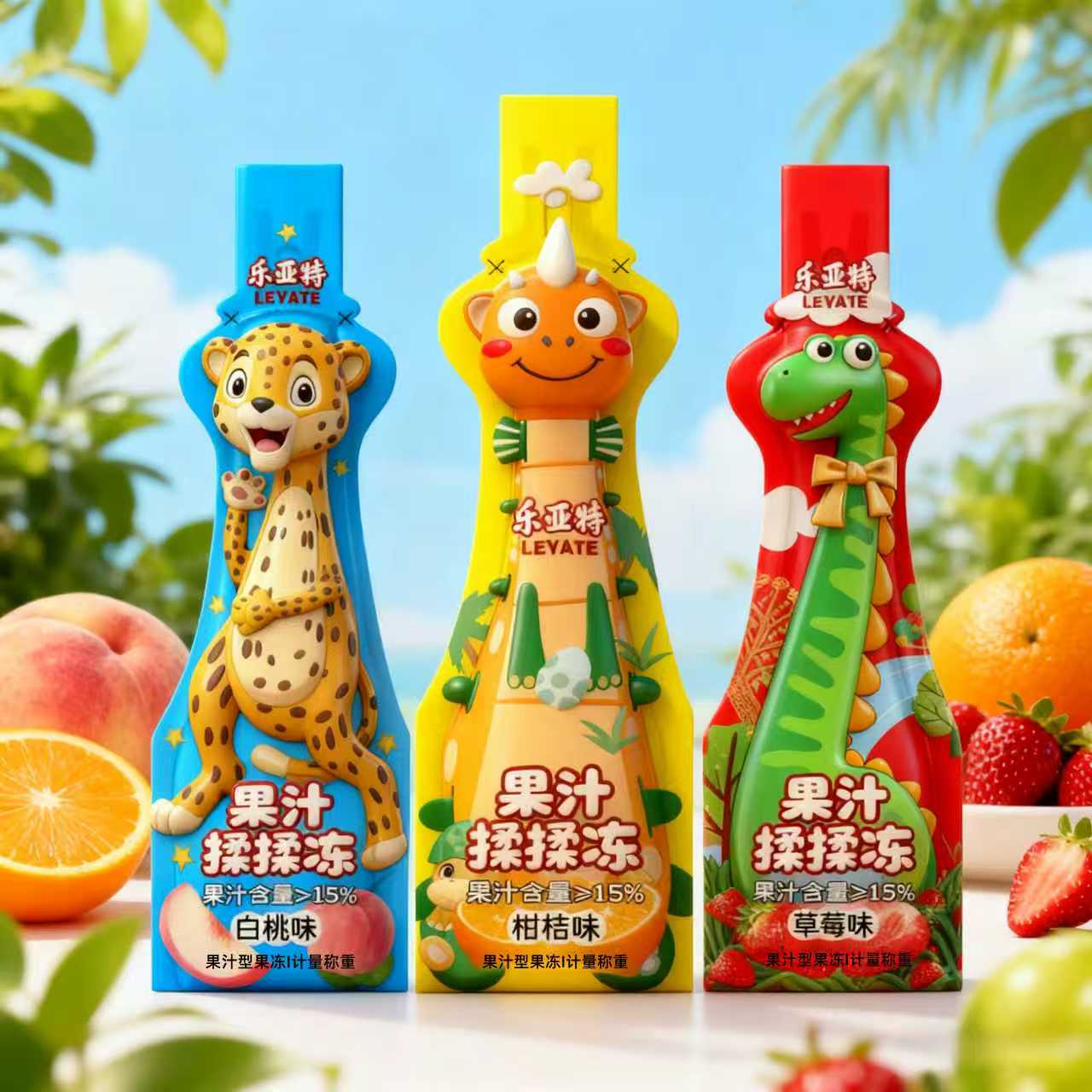 乐亚特酸甜果汁果冻桶装网红零食