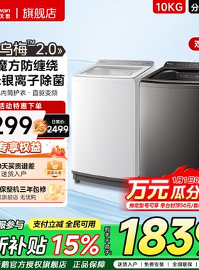 [防缠绕]小天鹅小乌梅2全自动家用10kg一级水魔方波轮洗衣机E20