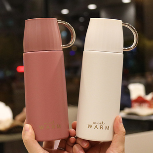 保温杯女带盖可喝水户外便携 ins北欧简约大容量保温壶家用办公室