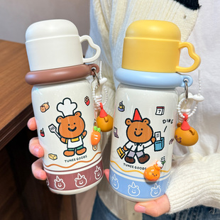儿童保温杯学生上学专用一杯三饮带盖吸管杯2025新款水杯女高颜值
