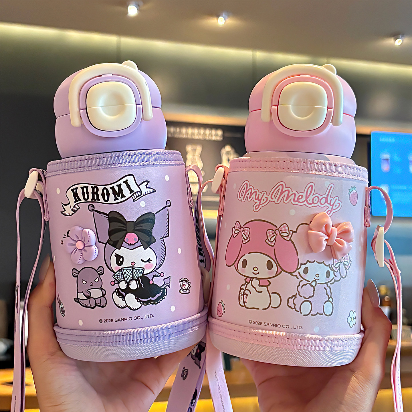 三丽鸥库洛米保温杯儿童小学生上学专用吸管杯子大容量幼儿园水壶