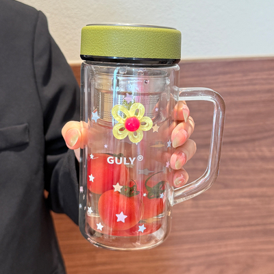 星星玻璃杯女生双层隔热耐高温