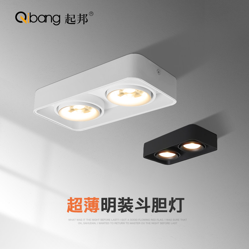 铝质双头防眩光吸顶射灯 超薄方形可调角度家用客厅无主灯设计