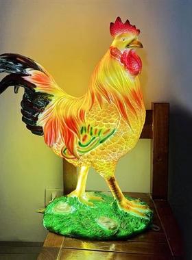 仿真声控大公鸡造型雕塑户外玻璃钢母鸡摆件庭院商场门店动物装饰