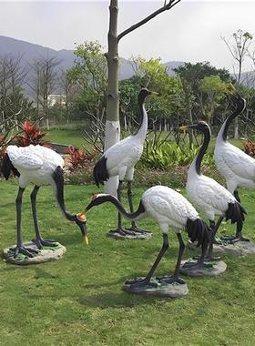 仿真仙鹤摆件大型雕塑玻璃钢动物丹顶鹤户外园林花园假山水池造景