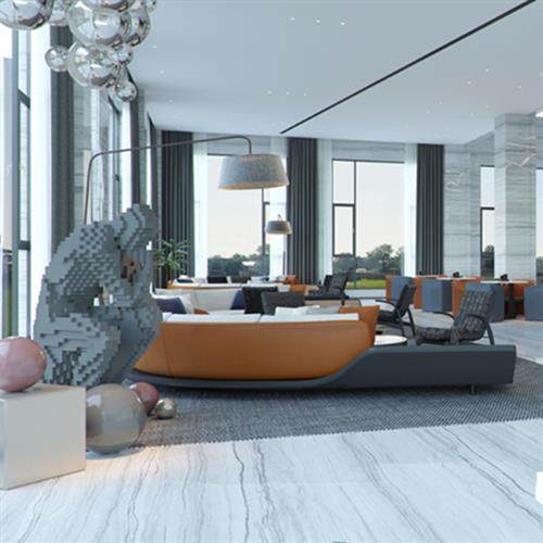 售楼处大厅招财沉思者摆件商场美陈景观玻璃钢雕塑落地软装装饰品