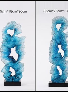 乔迁开业礼轻奢高档太湖石透明树脂雕塑客厅玄关家居软装饰品摆件