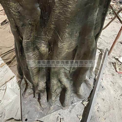 定制高仿真榕树室内玻璃钢假树大型包柱榕树叶植物景观定做金叶榕