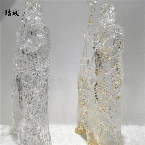 现代简约轻奢创意晶摆件透明树脂达摩祖师铂金雕塑达摩家居立体