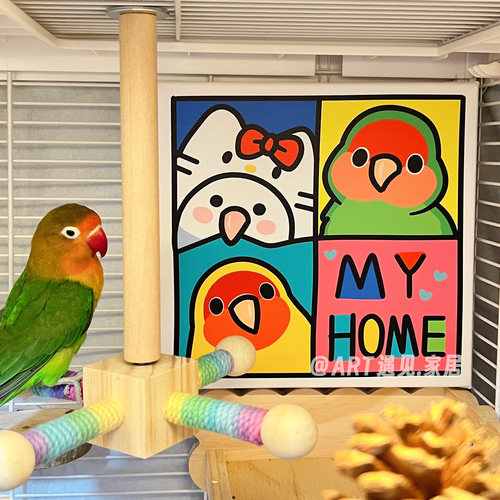 鹦鹉家居挂画可爱牡丹装饰画环保