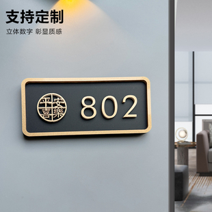 门牌号码牌家用高级感定制创意订制酒店宾馆房号牌感应发光射灯包厢包间房间入户门装饰门号亚克力小区数门贴