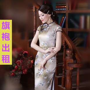 复古模特走秀修身 旗袍改良时尚 长款 优雅礼服连衣裙演出 租赁