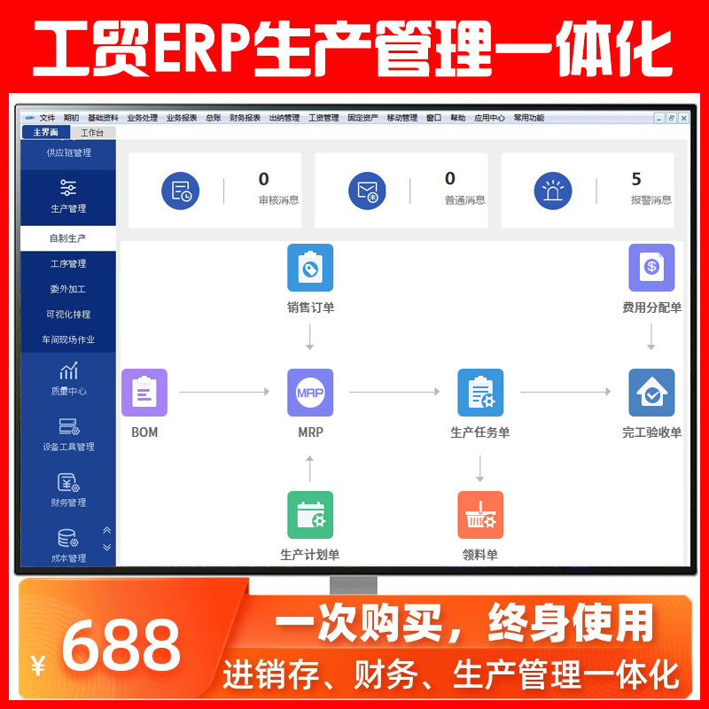 管家婆云ERP工贸T9生产管理T8系统T3委外加工计件工资进销存软件M
