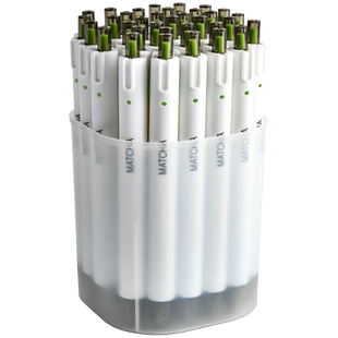 桶装茉莉白茶按动小白笔高颜值刷题笔中性笔按压式黑笔学生专用0.5速干签字笔极简风按斤称笔水笔圆珠笔批发