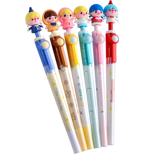 转转笔解压笔本高颜值学生笔头黑色水笔黑科技圆珠笔创意文具多功能笔学生专用学习用品超萌少女心豆豆减压笔