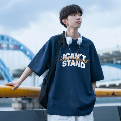 19 STUDIO纯棉打底衫上衣纯色白色圆领短袖男女情侣款夏