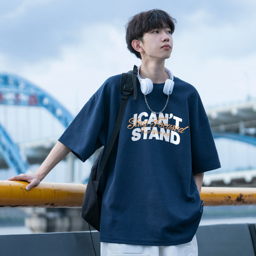 19 STUDIO纯棉打底衫上衣纯色白色圆领短袖男女情侣款夏