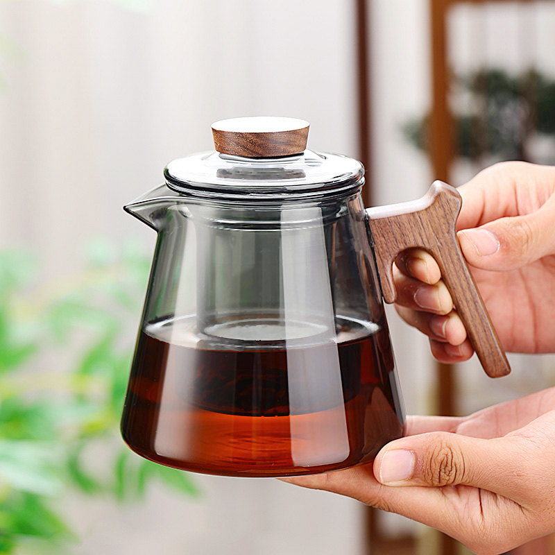 梵师烟灰色玻璃木把茶壶新品促销