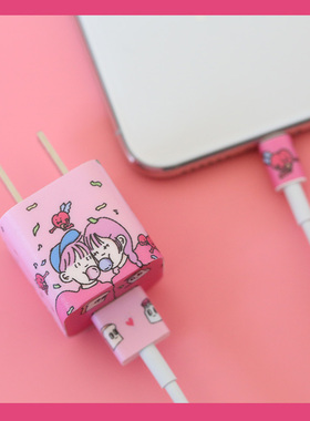 iPhone6/7/8/X充电器头贴纸手机插头贴膜苹果plus配件买2送1包邮