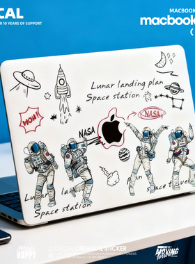 笔记本贴纸适用于macbook16寸机身保护膜苹果pro15air13壳nasa主题电脑外壳贴纸14寸宇航员潮流时尚保护壳