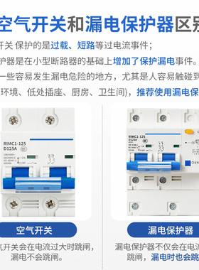 上海人民DZ47LE-125漏电保护器家用漏保220V2P3P4P电闸开关80A100