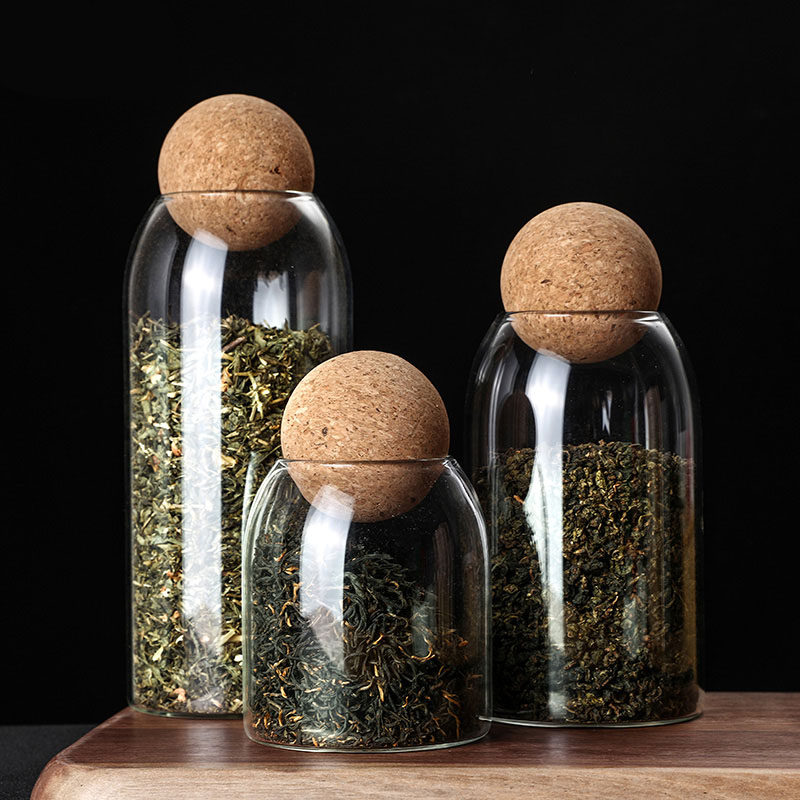 茶叶罐家用密封小茶罐收纳球塞瓶玻璃瓶空储茶罐圆形软木塞茶叶桶,餐饮具,茶叶罐,淘宝优惠券,粉丝福利购,淘宝优惠卷