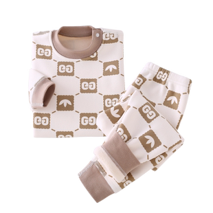 宝宝加绒内衣套装冬季德绒保暖男童女童秋衣秋裤儿童加厚打底睡衣