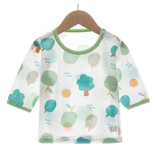 宝宝上衣薄款七分袖儿童t恤婴儿夏季男童家居服空调衫打底睡衣女