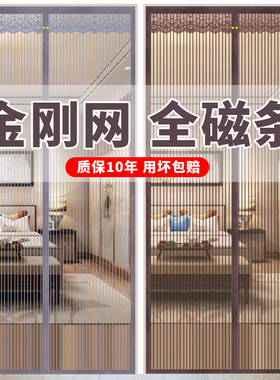 金刚网全磁条防蚊门帘魔术贴家用大门磁吸卧室隔断帘免打孔纱门帘