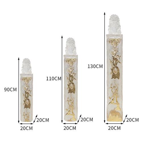 现代轻奢透明树脂金箔狮子拴马桩摆件落地雕塑售楼部玄关摆设饰品