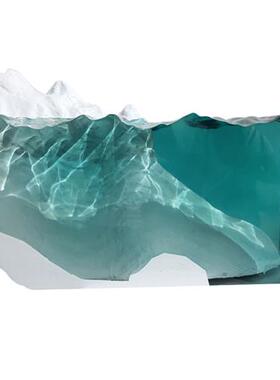 透明环氧树脂摆件酒店大型创意雕塑别墅桌面冰川海洋工艺术品定制