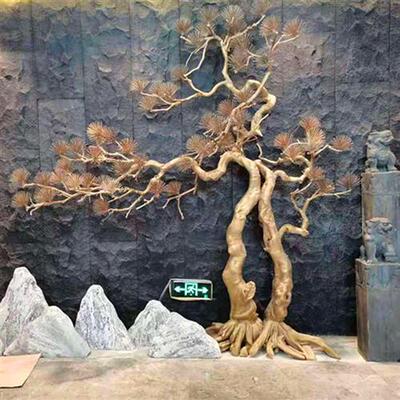 大型仿真迎客松牙签松商场酒店装饰松树玄关造景迎客松实木雕刻