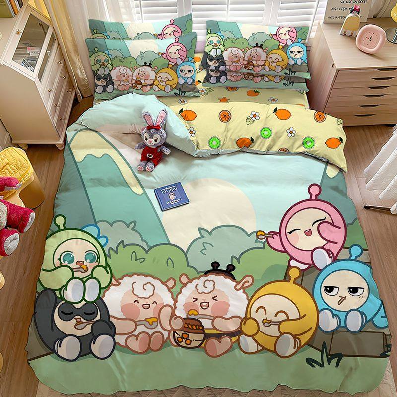 2026蛋仔派对全棉四件套儿童床上用品游戏学生床单三件套被套床笠