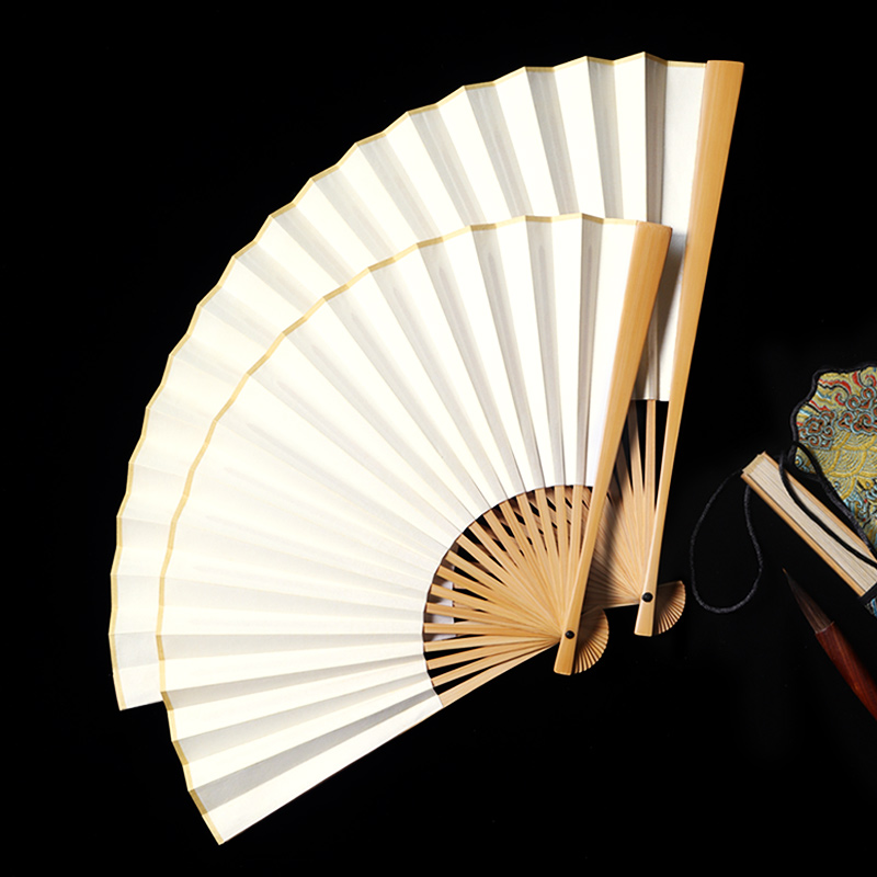 折扇空白扇子扇面宣纸绘画扇水磨玉竹中国风古风汉服折叠纸扇题字