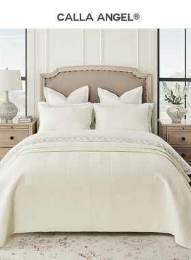CallaAngel纯棉美式绗缝被套件夏凉被夹棉薄被床盖简约床品多件套