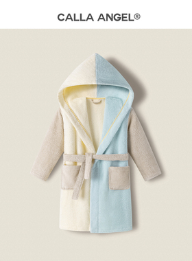 CallaAngel纯棉儿童连帽浴袍长绒棉毛巾料柔软吸水A类宝宝浴衣