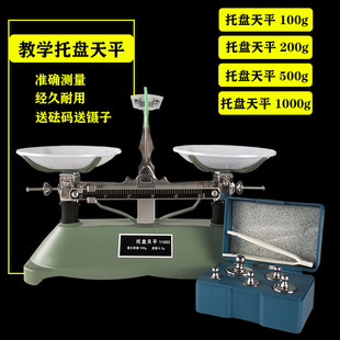 托盘天平 学生小药物机械架盘秤100g200g500g1000g克含砝码高精度称初高中学生物理演示实验器材简易数学教具