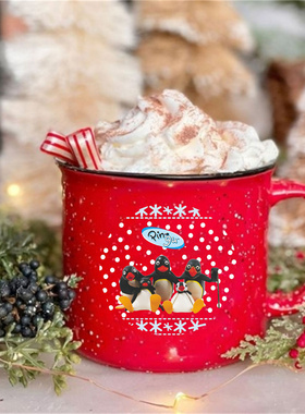 企鹅陶瓷咖啡杯耐热加厚高颜值红色女生水杯美式创意个性潮牌流行