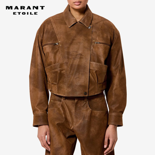 【26秋季新品】MARANT ETOILE BELMA复古做旧机车修身短夹克
