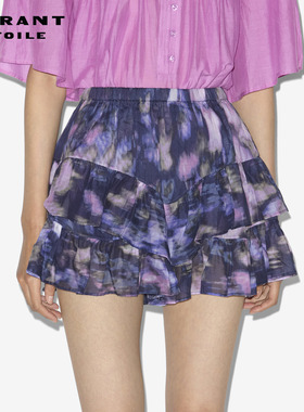 MARANT ETOILE2025 JOCADIA法式短款喇叭印花荷叶边短裤女