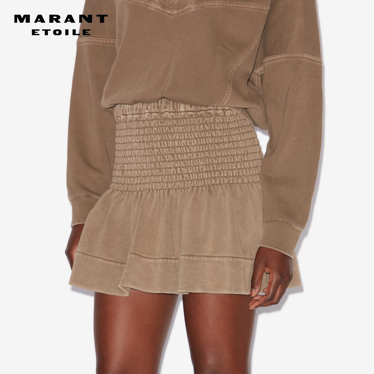 MARANT ETOILE2025 PACIFICA纯色平纹针织褶皱俏皮短裙女