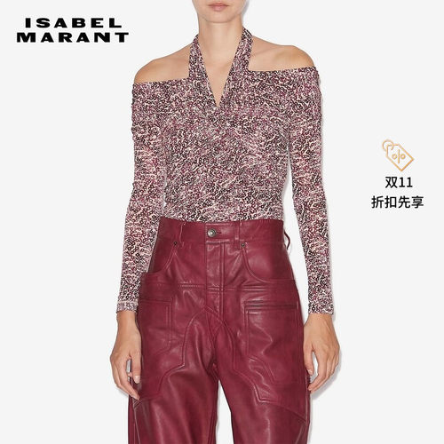 ISABEL MARANT2025 VONDA法式印花平纹褶皱上衣女